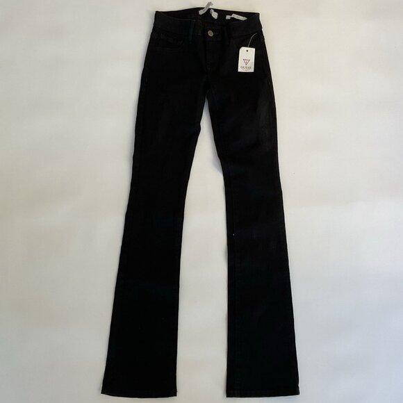 Guess Women’s Mid Rise Boot Cut Jeans In Black Denim Size 23 - Picture 3 of 12